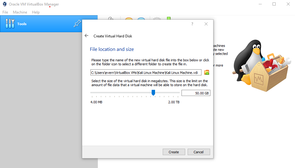 VirtualBox Windows storage allocation